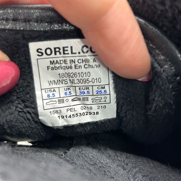 Sorel Kinetic Short Black Leather Lace Up Waterproof Boot Sneakers Size 8.5 - Picture 12 of 13